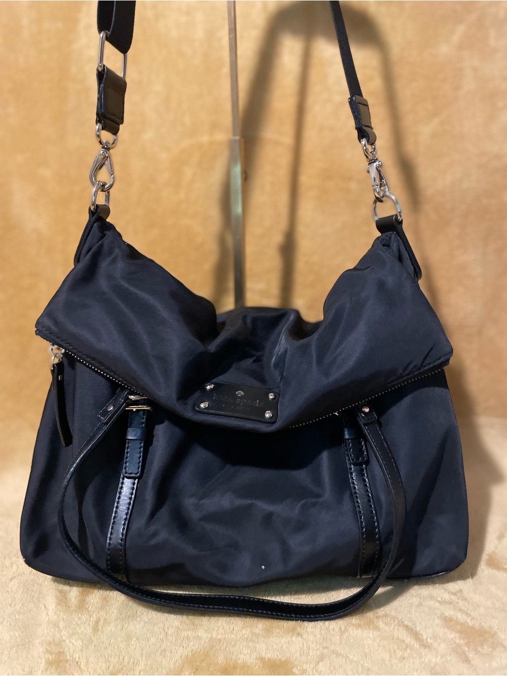 Kate Spade Black Nylon & Leather Shoulder Bag